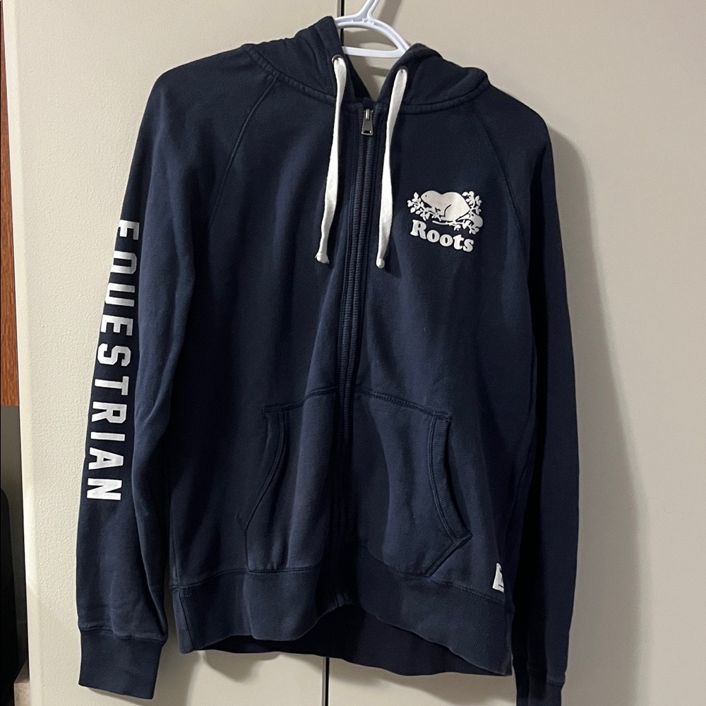 Roots Dark Blue Equestrian Zip-Up Hoodie